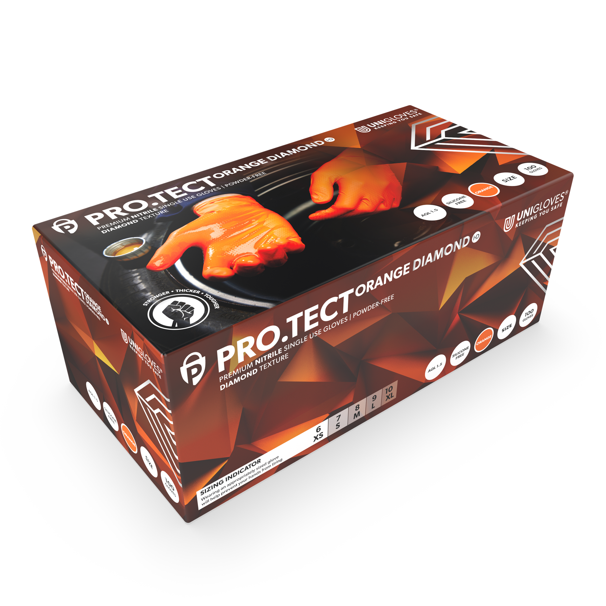 Manusi nitril PROTECT Orange Diamond HD M 100 buc