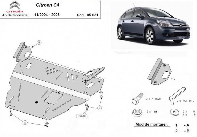Scut metalic motor, cutie de viteza