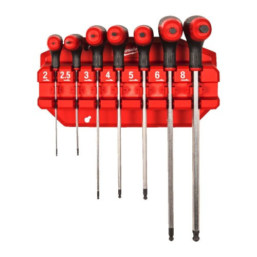 Set 7 chei imbus Milwaukee cu maner Comfort Grip si suport,