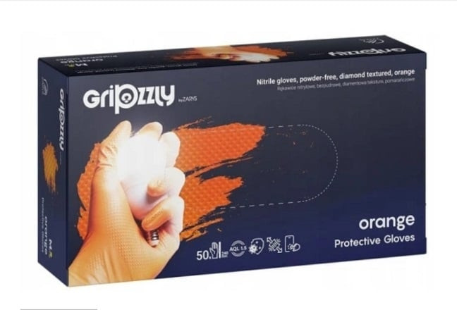 Manusi nitril pentru mecanici, Gripzzly portocaliu, 50 buc set, Marime L
